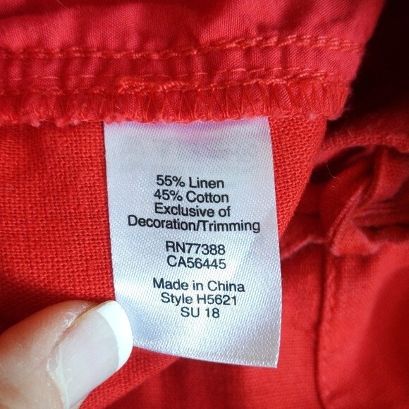 J. Crew - pull-on linen blend shorts - red - pompom trim - Small - Picture 6 of 6